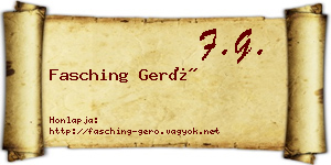 Fasching Gerő névjegykártya